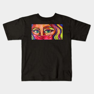 Colorful woman eyes painting Kids T-Shirt